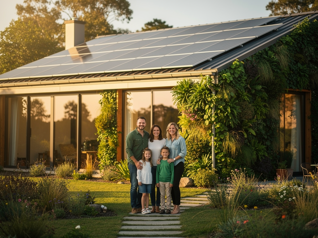 Installation naturetoiture écologique avec matériaux durables et panneaux solaires intégrés